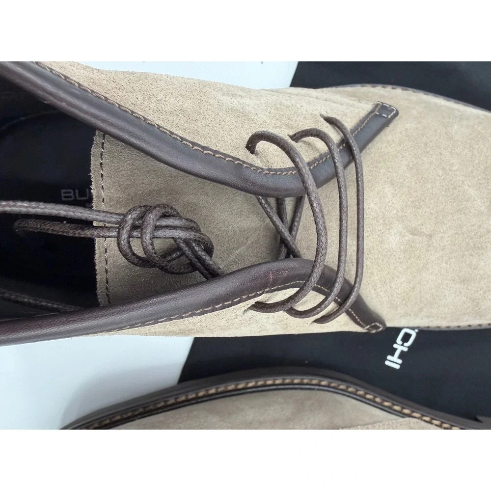 Bugatchi Chukka Boots Men 8 Tan Suede Leather Lace Up Made in Italy Desert Boots